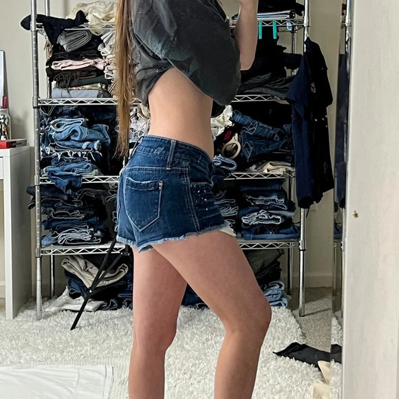 Y2K Hydraulic Jeans Low Rise Mini Denim Shorts - Picture 7 of 9